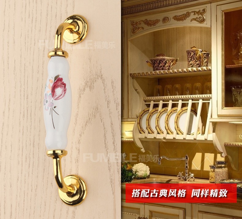 Tulip Ceramics Cabinet Wardrobe Cupboard Knob Drawer Door Pulls Handles 128mm 5.04" MBS363-4
