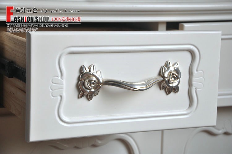 Zinc Alloy Ancient Silver Rose Cabinet Cupboard Drawer Knob Pulls Handle MBS200-2