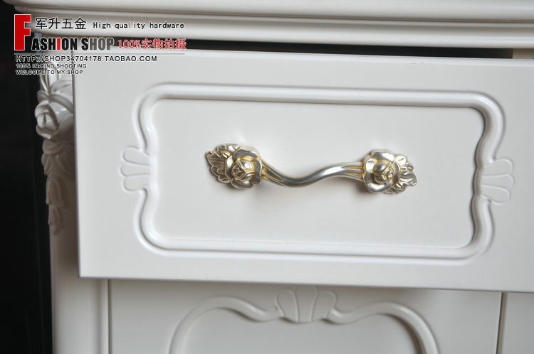 Zinc Alloy Ancient Silver Rose Cabinet Cupboard Drawer Knob Pulls Handle MBS200-5