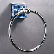 High top quality O shape Copper Metal&Crystal glass Towel Ring/Blue bath towel holder Free shipping