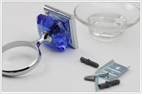 Modern Blue Crystal Bothroom hardware High top quality Copper Metal Soap dish  Free shipping