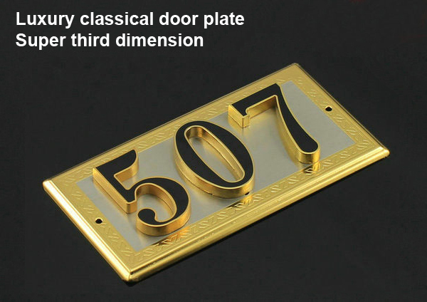 New classical European contracted style high grade zinc alloy door plate with three number for your luxury home