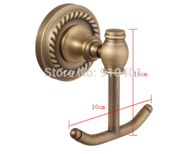 Wholesale And Retail Promotion Antique Brass Bathroom Clothes Towel Hat Hooks Dual Robe Hangers