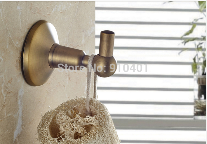 Wholesale And Retail Promotion Antique Brass Bathroom Wall Mounted Towel Hook Coat Robe Hangers Bath Accessory