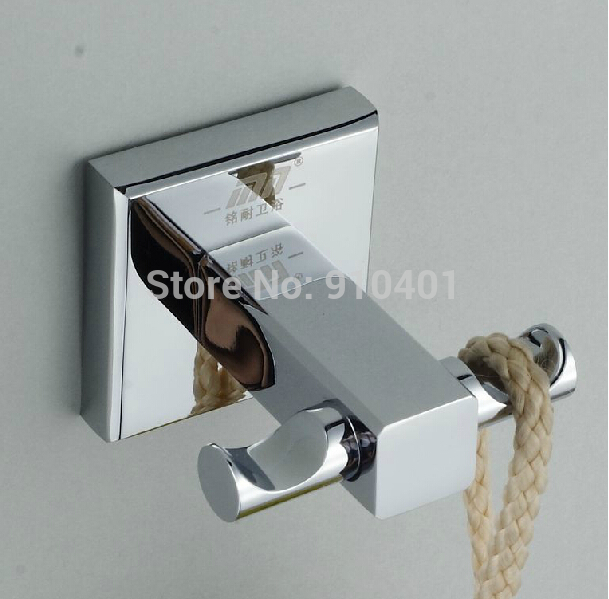 Wholesale And Retail Promotion Chrome Brass Wall Mounted Bathroom Hooks Dual Robe Hangers Towel Clothes Hooks