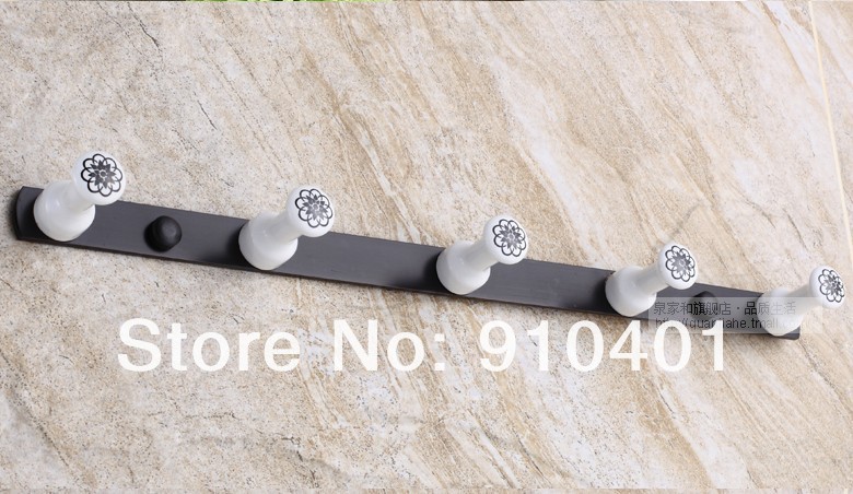 Wholesale And Retail Promotion Elegant Oil Rubbed Bronze Bathroom Shower Towel Hooks Wall Mounted Ceramic Hooks