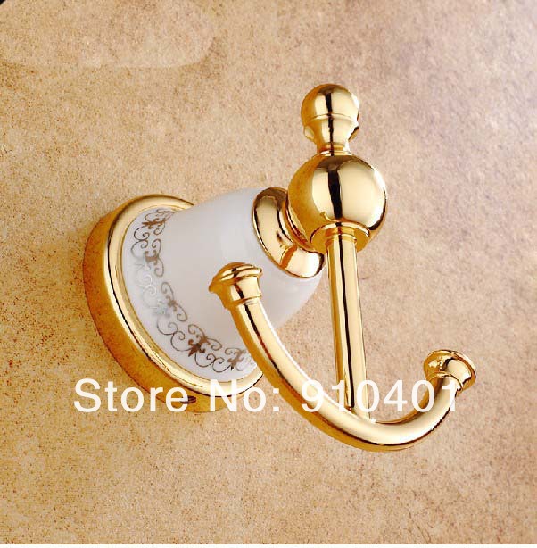 Wholesale And Retail Promotion Elegant Wall Mounted Golden Finish Bathroom Hooks Clothes Towel Hat Hook Hangers
