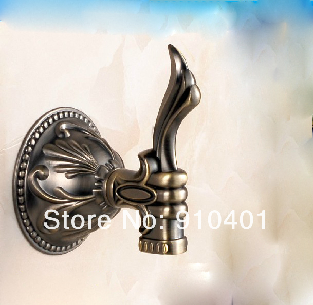 Wholesale And Retail Promotion Luxury Antique Bronze Door Wall Mounted Coat Towel Hooks Hanger Flower Carved