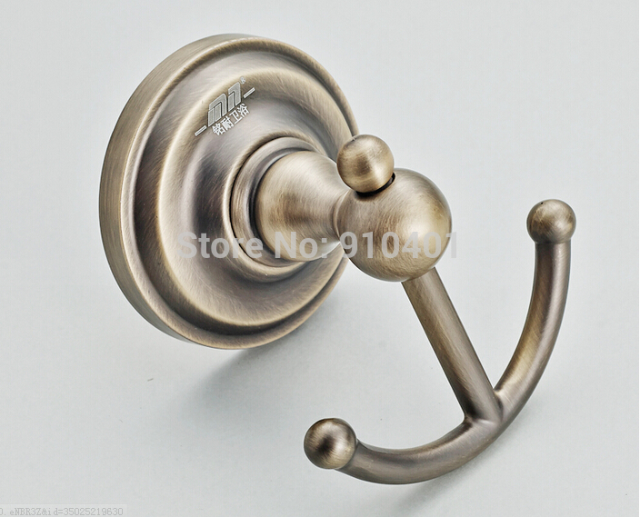 Wholesale And Retail Promotion Modern Antique Brass Wall Mounted Bathroom Towel Clothes Hooks Dual Robe Hangers