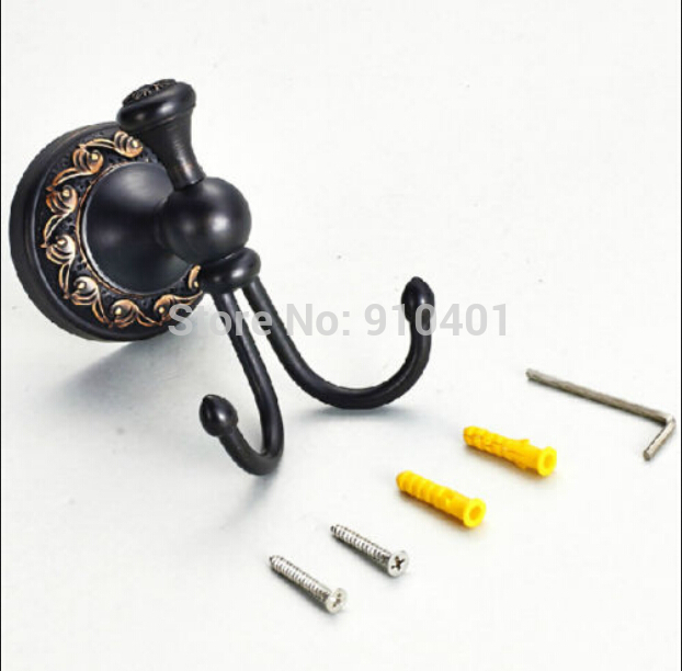 Wholesale And Retail Promotion Modern Oil Rubbed Bronze Bathroom Wall Mounted Hooks Towel Clothes Hangers 2 Peg