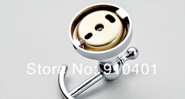 Wholesale And Retail Promotion Modern White Chrome Solid Brass Towel Coat Hook Dual Robe Hangers