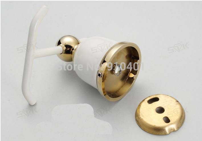 Wholesale And Retail Promotion NEW Bathroom Accessories White Painting Solid Brass Towel Hooks Towel Hangers