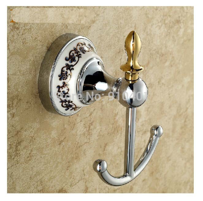 Wholesale And Retail Promotion NEW Ceramic Chrome Towel Robe Hook And Hangers -Wall & Door Mounted Dual Hooks