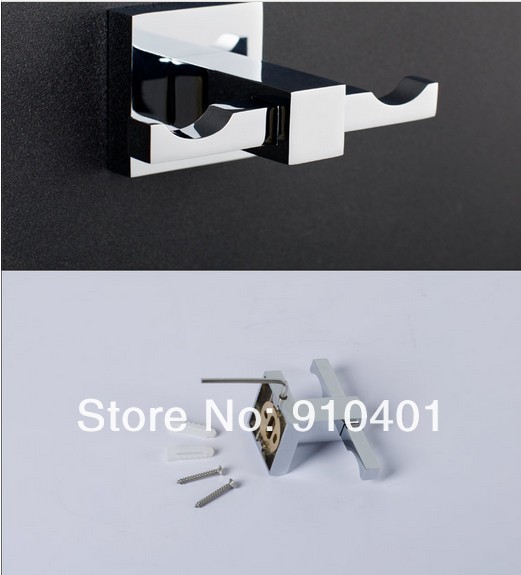 Wholesale And Retail Promotion NEW Chrome Bathroom Brass Wall Mounted Towel Hooks Door Rack Hanger Dual Hangers