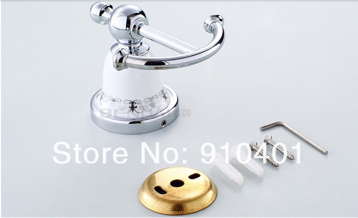 Wholesale And Retail Promotion NEW Chrome Brass Wall Mounted Bathroom Clothes Towel Hooks 2 Robe Dual Hangers