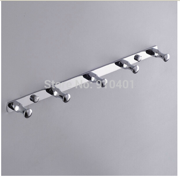 Wholesale And Retail Promotion NEW Chrome Brass Wall Mounted Bathroom Towel Clothes Hat Hooks 5 Pegs Row Hooks