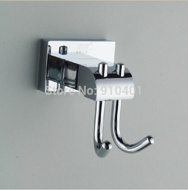 Wholesale And Retail Promotion NEW Chrome Brass Wall Mounted Bathroom Towel Clothes Hat Hooks Dual Robe Hangers