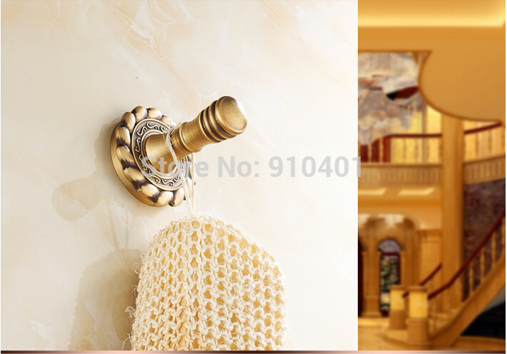 Wholesale And Retail Promotion NEW Embossed Antique Brass Wall Mounted Bathroom Towel Clothes Hat Hook Hangers