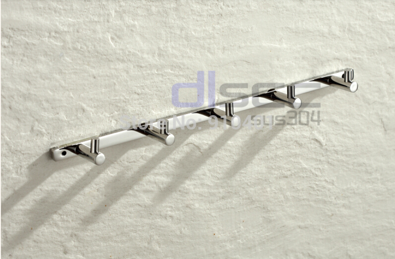Wholesale And Retail Promotion NEW Modern Chrome Brass Wall Mounted Bathroom Clothes Hook Hangers Rows Of Hook