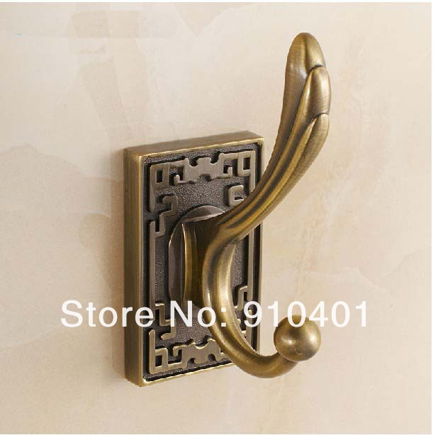 Wholesale And Retail Promotion NEW Modern Square Classic Art Carved Antique Brass Towel Hooks Clothes Hangers