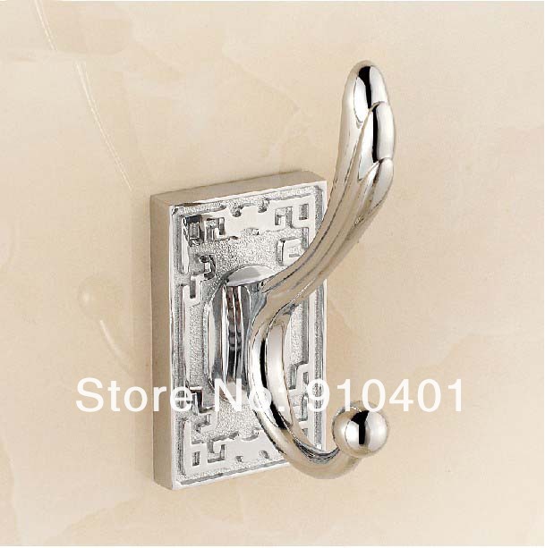 Wholesale And Retail Promotion NEW Modern Square Classic Art Carved Chrome Brass Towel Hooks Clothes Hangers