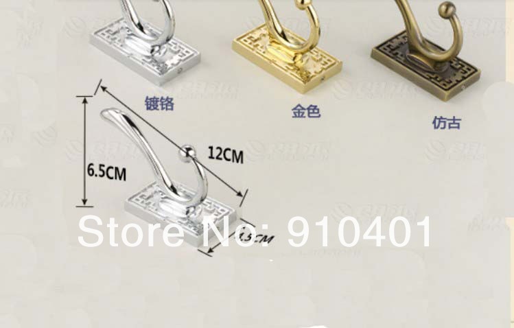 Wholesale And Retail Promotion NEW Modern Square Classic Art Carved Golden Brass Towel Hooks Clothes Hangers