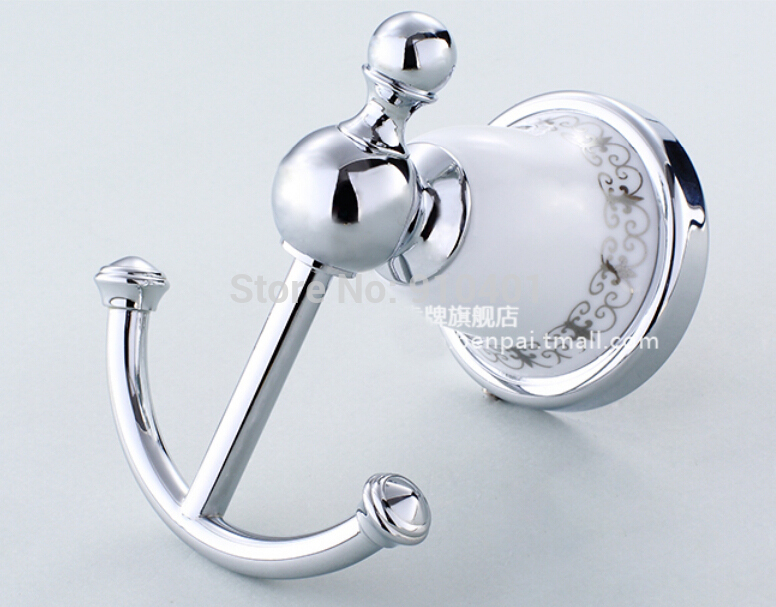 Wholesale And Retail Promotion NEW Polished Chrome Brass Bathroom Wall Mounted Clothes Hook Dual Robe Hangers