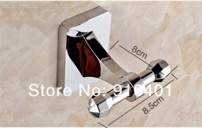 Wholesale And Retail Promotion NEW Polished Chrome Brass Towel Robe Hook Coat Double Hanger -Wall Door Mounted