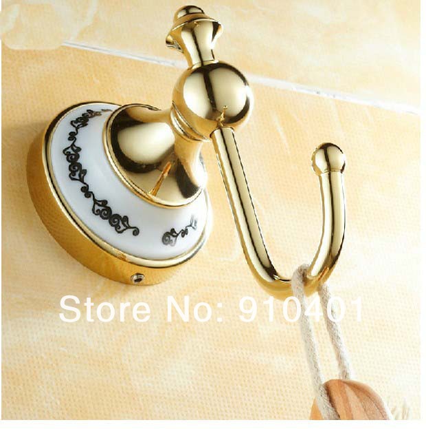 Wholesale And Retail Promotion NEW Polished Gold Wall Mounted Bathroom Kitchen Hooks Robe Towel Clothes Hangers