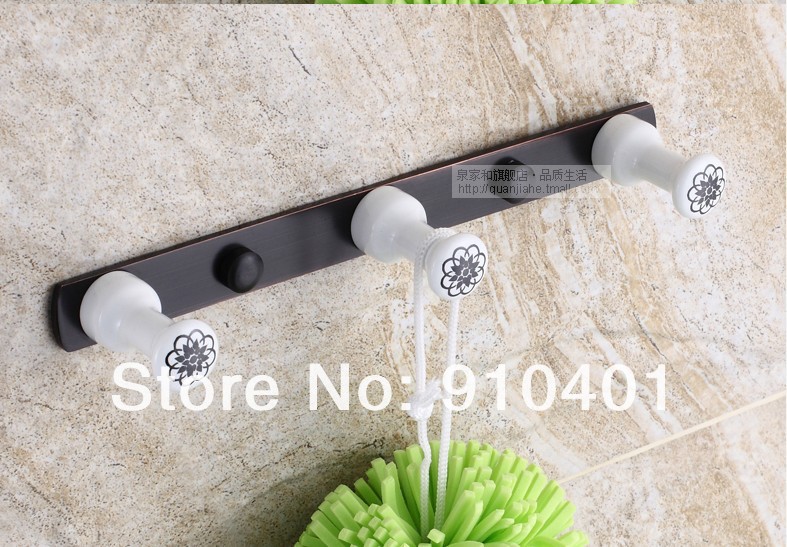 Wholesale And Retail Promotion Oil Rubbed Bronze Ceramic Towel Hat Clothes Hooks Wall Rack Hangers Wall Mounted