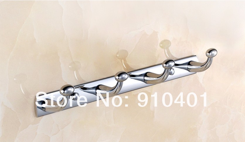 Wholesale And Retail Promotion Polished Chrome Brass Wall Mounted Coat Hat Towel Dual Hook And Hangers 4 Pets