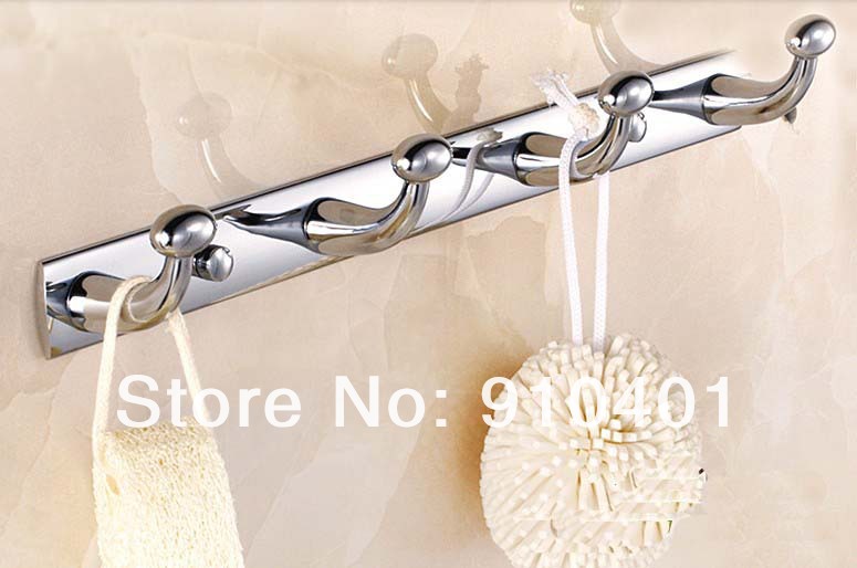 Wholesale And Retail Promotion Polished Chrome Brass Wall Mounted Coat Hat Towel Dual Hook And Hangers 4 Pets