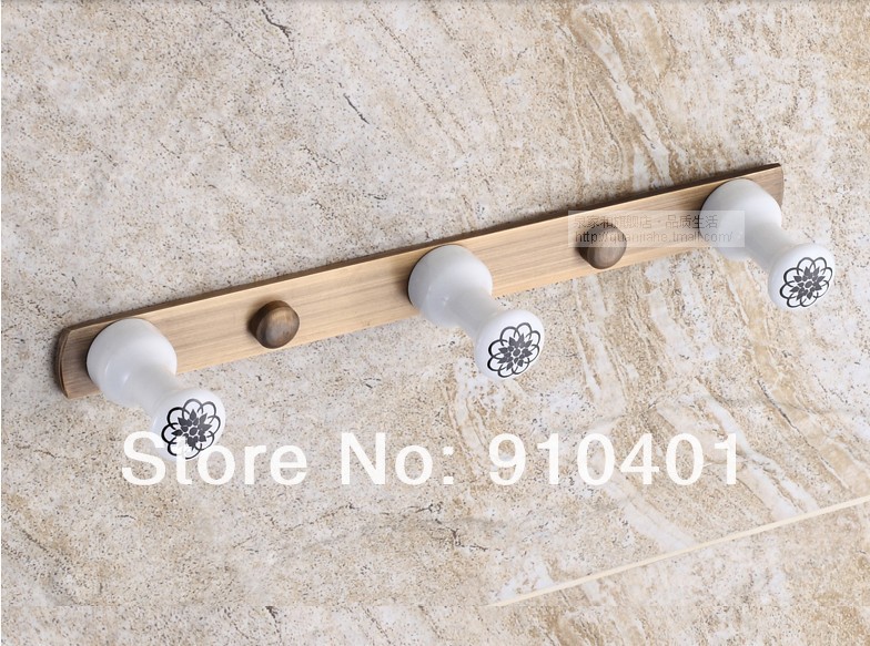 Wholesale And Retail Promotion Wall Mounted Antique Brass Ceramic Towel Clothes Hooks Door Wall Flower Hangers