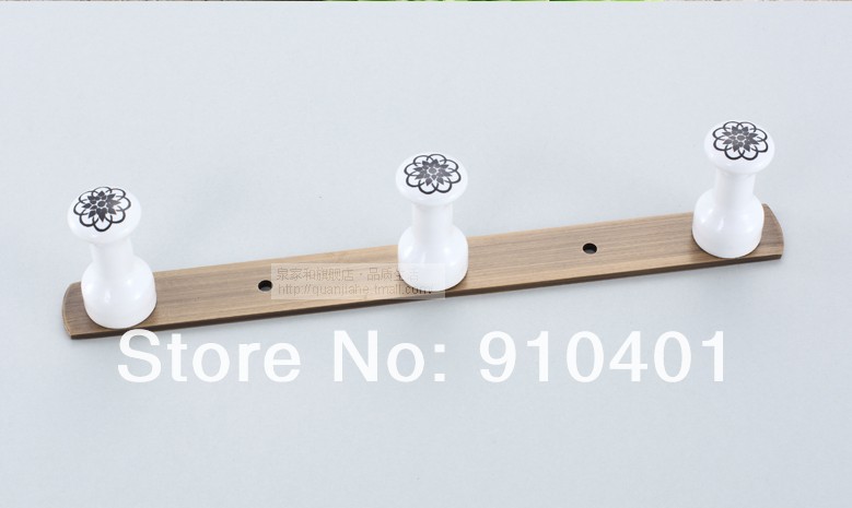 Wholesale And Retail Promotion Wall Mounted Antique Brass Ceramic Towel Clothes Hooks Door Wall Flower Hangers