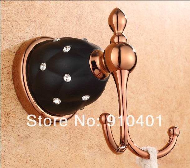Wholesale And Retail Promotion Wall Mounted Rose Golden Bathroom Hooks Dual Clothes Towel Hangers