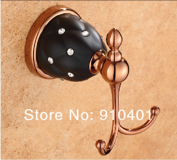 Wholesale And Retail Promotion Wall Mounted Rose Golden Bathroom Hooks Dual Clothes Towel Hangers