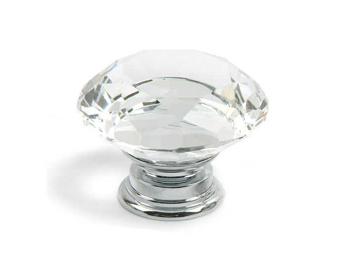 10Pcs Modern Fashion K9 Clear Crystal Glass Chrome Cabinet Drawer Knobs New (Diameter: 30MM)