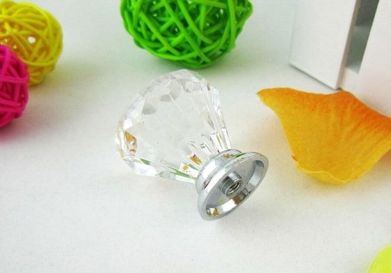 Lot of 5 Furniture Hardware Clear Crystal Glass Pull Handle Knobs Cabinet Door New (Diameter.:31mm)