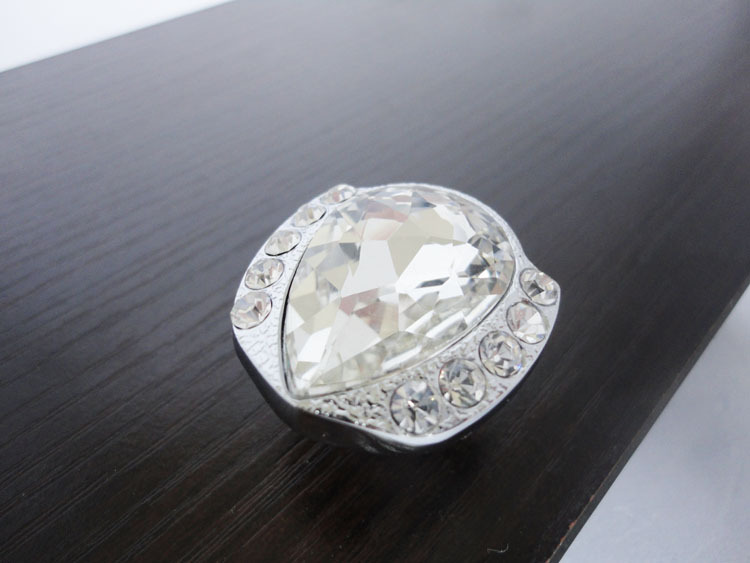 Modern Fashion Chrome K9 Crystal Glass Cabinet Knobs Pull Handle New (Diameter: 32MM)