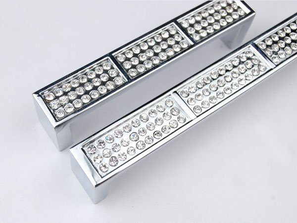 Modern K9 Crystal Handles Kitchen Cabinet Knobs Drawer Pulls (C.C.:96mm,Length:106mm)