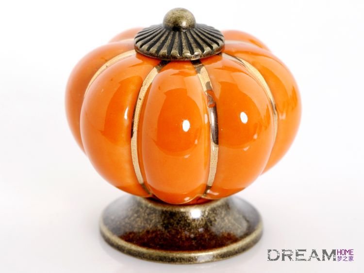 -10pcs  pumpkin Ceramic knob for Kids/ Children,  Kitchen Ceramic Door Cabinets Cupboard knob and handles Dia 40mm
