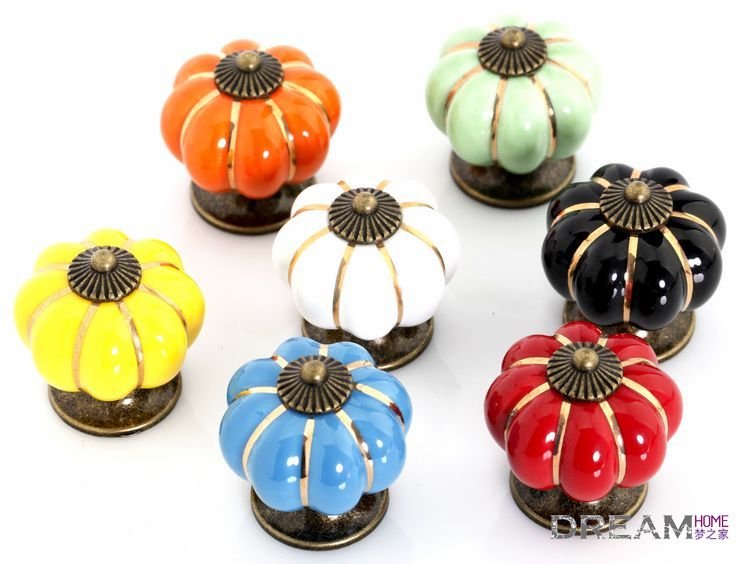 -10pcs  pumpkin Ceramic knob for Kids/ Children,  Kitchen Ceramic Door Cabinets Cupboard knob and handles Dia 40mm
