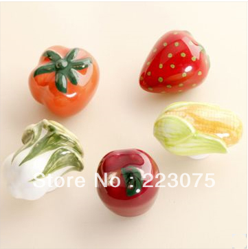 -5 styles fruit&vegetable Pulls/ drawer knob /boy girl Kids Furniture Handles Children Knobs 5pcs/lot w/screw