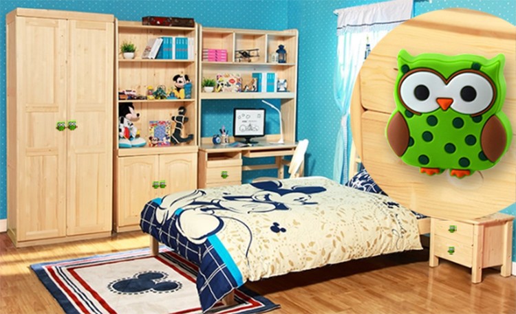 2PCS for soft kids owl furniture handles drawer pulls kids bedroom dresser knobs