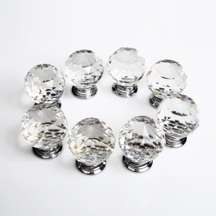 4PCS 40mm Brand New Sparkle Clear Glass Crystal Cabinet Pull Drawer Handle Kitchen Door Wardrobe Cupboard Knob Free Shipping