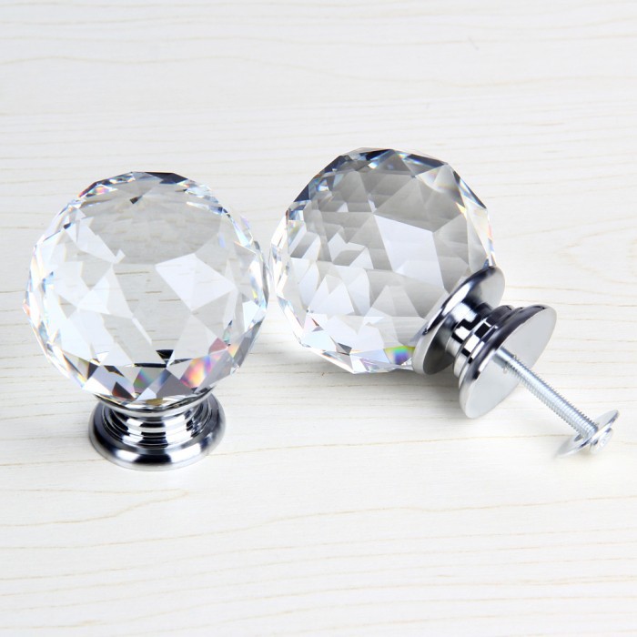 5 PCS/Lot Clear Crystal 50mm Home Decorative Kitchen Drawer Door Cabinet Knobs Handles Pulls Furniture Hardware Free Shipping