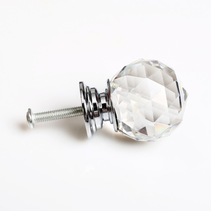 6PCS 30mm Brand New Sparkle Clear Glass Crystal Cabinet Pull Drawer Handle Kitchen Door Wardrobe Cupboard Knob Free Shipping