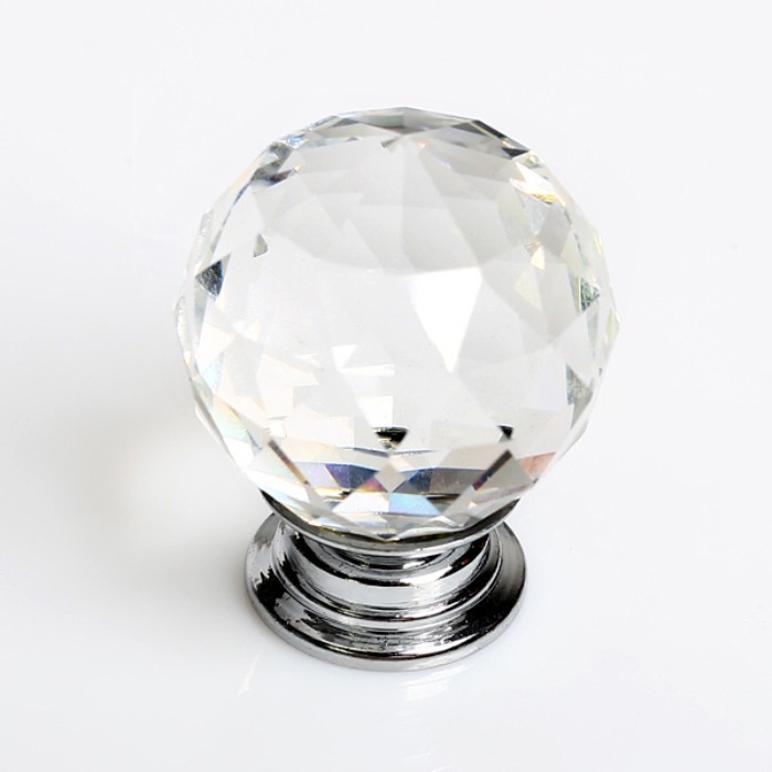 6PCS/LOt Luxury 40mm Glass Crystal Door Pulls Drawer Cabinet Wardrobe Knobs Cupboard Handles Free Shipping