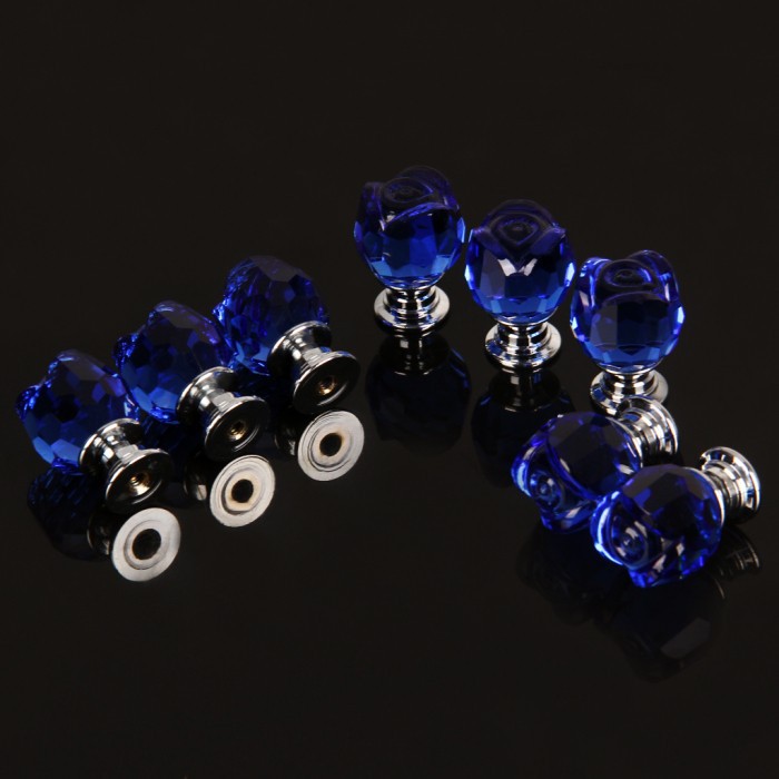 Blue Clear Pink Black 20mm Acrylic Crystal Rose Shaped Door Pulls Drawer Cabinet Wardrobe Knobs Cupboard Handles 20pcs/lot