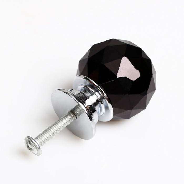 Diameter 50mm 10PCS/Lot Sparkle Black Glass Crystal Cabinet Pull Drawer Handle Kitchen Door Wardrobe Cupboard Knob Free Shipping